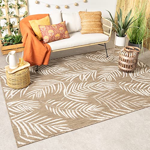 FRAAI | Home & Living In-& Outdoor Teppich - Malta Leaves Beige 120x170cm - Wetterfest - Synthetik, Polypropylen - Flachgewebe - Balkon, Garten, Flur - Terrasse - Carpet von FRAAI | Home & Living