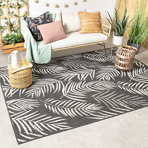 FRAAI | Home & Living In-& Outdoor Teppich - Malta Leaves Schwarz 80x150cm - Wetterfest - Synthetik, Polypropylen - Flachgewebe - Balkon, Garten, Flur - Terrasse - Carpet von FRAAI | Home & Living