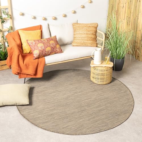 FRAAI In- & Outdoor Teppich Rund - Malta Arrow Beige Ø 120cm - Wetterfest - Polypropylen - Flachgewebe - Balkon, Garten, Flur - Terrasse - Carpet von FRAAI | Home & Living