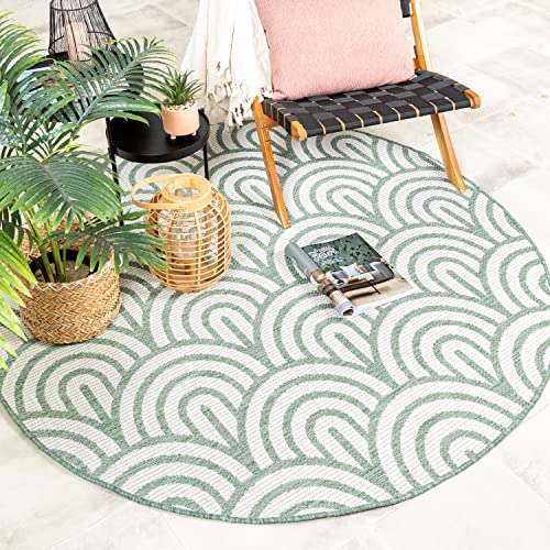 FRAAI | Home & Living In- & Outdoor Teppich Rund - Summer Arch Grün Ø 240cm - Wetterfest - Synthetik, Polypropylen - Flachgewebe - Wohnzimmer, Esszimmer, Balkon, Garten, Flur - Terrasse - Carpet von FRAAI | Home & Living