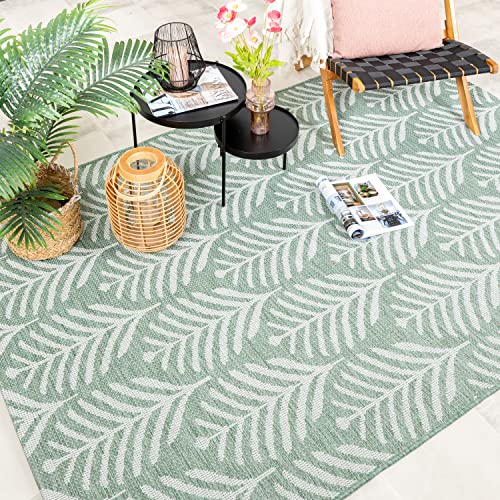 FRAAI | Home & Living In- & Outdoor Teppich - Summer Leaves Grün 140x200cm - Wetterfest - Synthetik, Polypropylen - Flachgewebe - Wohnzimmer, Balkon, Garten, Flur - Terrasse - Carpet von FRAAI | Home & Living