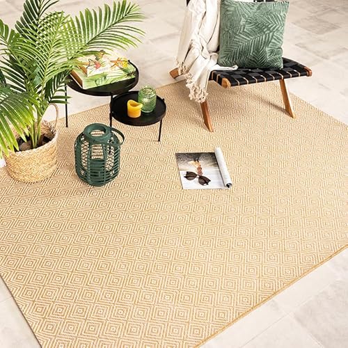 FRAAI | Home & Living In- & Outdoor Teppich - Summer Tile Gelb - Wetterfest - Polypropylen - Flachgewebe - Balkon, Garten/Terrasse - Terrasse - Rug von FRAAI | Home & Living