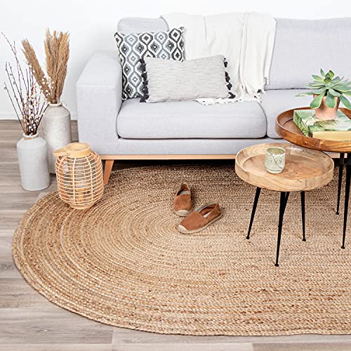 FRAAI | Home & Living Jute Teppich Oval - Fair Natur 152x245cm - Jute - Flachgewebe - Einfarbig - Boho, Ländlich, Modern - Wohnzimmer, Esszimmer, Schlafzimmer - Carpet von FRAAI | Home & Living