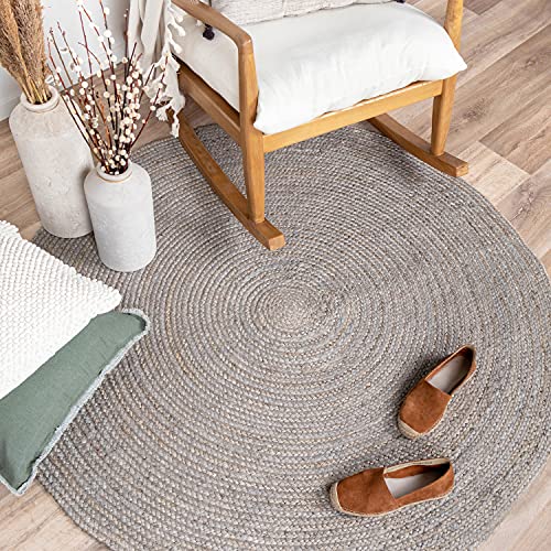 FRAAI | Home & Living Jute Teppich Rund - Fair Grau Ø 140cm - Jute - Flachgewebe - Einfarbig - Boho, Ländlich, Modern - Wohnzimmer, Esszimmer, Schlafzimmer - Carpet von FRAAI | Home & Living