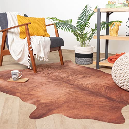 FRAAI | Home & Living Kuhfell - Bovine Braun 155x190cm - Rindsleder Teppich - Kunstfell - Synthetik, Polyester - Rinderfell - Tier - Stierfell - Ländlich - Wohnzimmer, Esszimmer, Schlafzimmer - Carpet von FRAAI | Home & Living