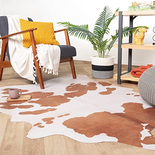 FRAAI Kuhfell - Bovine Braun Weiß 155x190cm - Rindsleder Teppich - Kunstfell - Polyester - Rinderfell - Tier - Stierfell - Wohnzimmer, Esszimmer, Schlafzimmer - Carpet von FRAAI | Home & Living