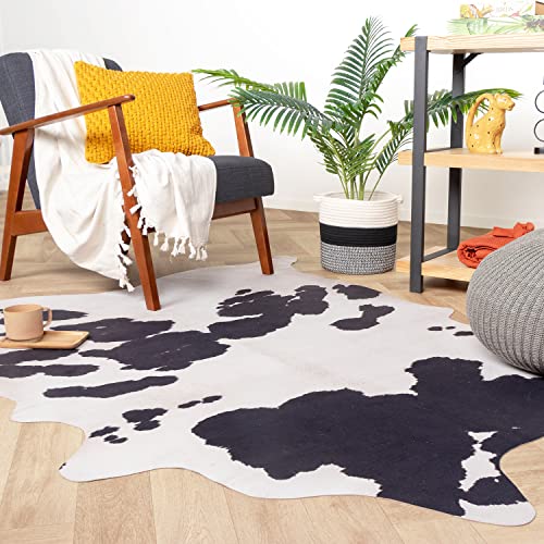 FRAAI | Home & Living Kuhfell - Bovine Schwarz Weiß 155x190cm - Rindsleder Teppich - Kunstfell - Synthetik, Polyester - Rinderfell - Tier - Stierfell - Ländlich - Wohnzimmer, Esszimmer, Schlafzimmer - von FRAAI | Home & Living