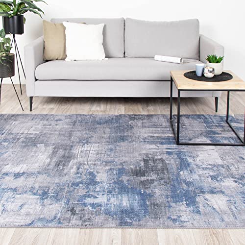 FRAAI | Home & Living Moderner Teppich - Strength Blau 160x230cm - Baumwolle, Synthetik, Polyester - Flachgewebe - Abstrakt - Industrielle, Modern - Wohnzimmer, Esszimmer, Schlafzimmer - Carpet von FRAAI | Home & Living