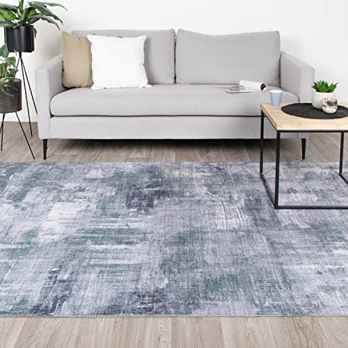 FRAAI | Home & Living Moderner Teppich - Strength Grau Grün 140x200cm - Baumwolle, Synthetik, Polyester - Flachgewebe - Abstrakt - Industrielle, Modern - Wohnzimmer, Esszimmer, Schlafzimmer - Carpet von FRAAI | Home & Living