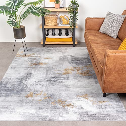 FRAAI | Home & Living Moderner Teppich - Strong Grau Gelb - Polyester - Flachgewebe - Modern - Wohnzimmer, Esszimmer, Schlafzimmer - Carpet von FRAAI | Home & Living