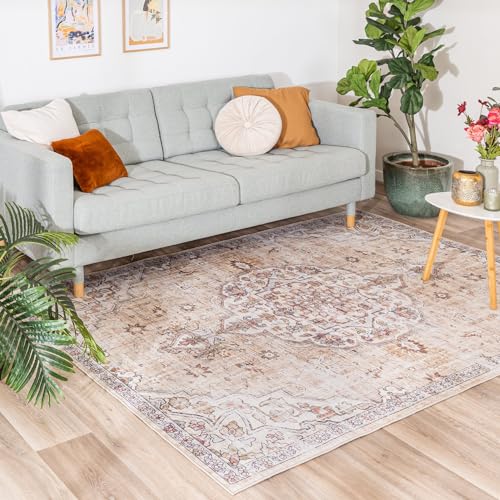 FRAAI | Home & Living Orientteppich - Leyla Medaillon Taupe 140x200cm - Polypropylen - Kurzflor - Vintage - Klassik, Ländlich, Orientalisch, Retro - Wohnzimmer, Esszimmer, Schlafzimmer - Carpet von FRAAI | Home & Living