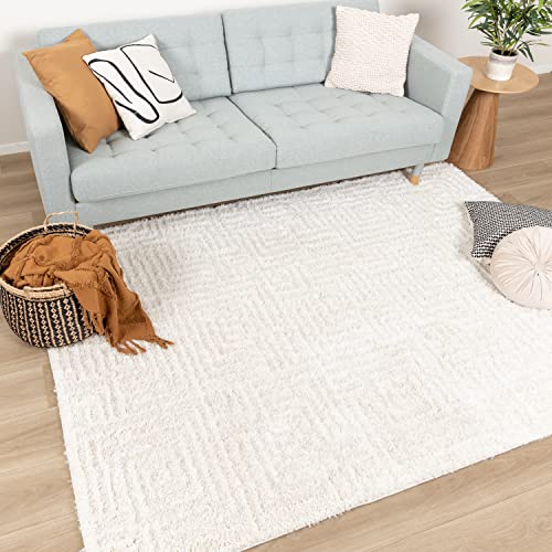 FRAAI | Home & Living Skandinavischer Teppich - Lova Maze Creme 280x380cm - Symmetrische, Einfarbig - Industrielle, Ländlich, Modern, Skandinavisch - Wohnzimmer, Esszimmer, Schlafzimmer - Fellteppich von FRAAI | Home & Living