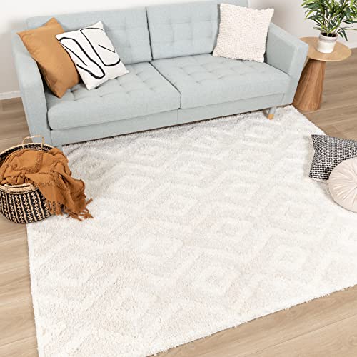 FRAAI | Home & Living Teppich Skandinavisch - Lova Diamond Creme 160x230cm - Einfarbig - Klassik, Industrielle, Modern, Skandinavisch - Wohnzimmer, Esszimmer, Kinderzimmer, Schlafzimmer - Fellteppich von FRAAI | Home & Living