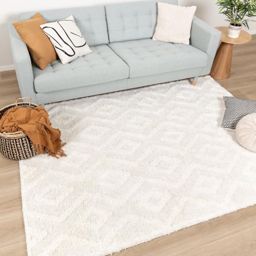 FRAAI | Home & Living Teppich Skandinavisch - Lova Diamond Creme 280x380cm - Einfarbig - Klassik, Industrielle, Modern, Skandinavisch - Wohnzimmer, Esszimmer, Kinderzimmer, Schlafzimmer - Fellteppich von FRAAI | Home & Living