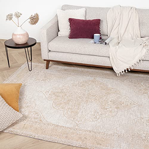 FRAAI | Home & Living Teppich Vintage - Admire Beige 240x340cm - Baumwolle - Flachgewebe - Vintage - Klassik, Ländlich, Orientalisch - Wohnzimmer, Esszimmer, Schlafzimmer - Carpet von FRAAI | Home & Living