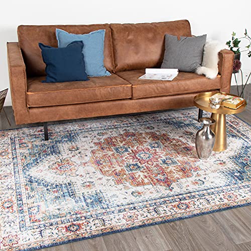 FRAAI | Home & Living Teppich Vintage - Azara Hellblau 160x230cm - Baumwolle, Polyester - Flachgewebe - Vintage - Klassik, Orientalisch - Wohnzimmer, Esszimmer, Schlafzimmer - Carpet von FRAAI | Home & Living