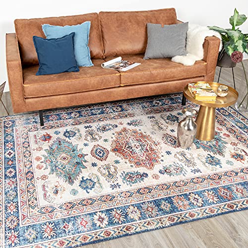 FRAAI | Home & Living Teppich Vintage - Azara Yasmin Hellblau 300x400cm - Baumwolle, Polyester - Flachgewebe - Vintage - Klassik, Orientalisch - Wohnzimmer, Esszimmer, Schlafzimmer - Carpet von FRAAI | Home & Living