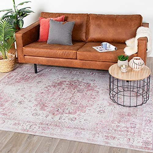 FRAAI | Home & Living Teppich Vintage - Lago Rot Rosa 160x230cm - Baumwolle, Polyester - Flachgewebe - Vintage - Klassik, Orientalisch - Wohnzimmer, Esszimmer, Schlafzimmer - Carpet von FRAAI | Home & Living