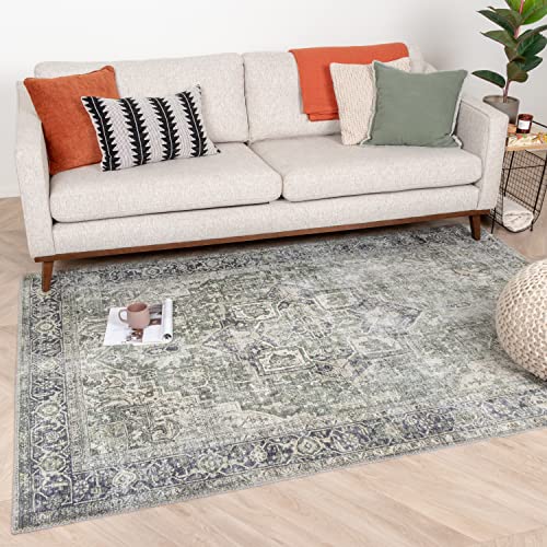 FRAAI | Home & Living Teppich Vintage - Lugan Grün 80x150cm - Synthetik, Polyester - Flachgewebe - Vintage - Klassik, Industrielle, Modern, Orientalisch - Wohnzimmer, Esszimmer, Schlafzimmer - Carpet von FRAAI | Home & Living