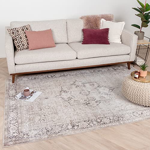 FRAAI | Home & Living Teppich Vintage - Lugan Hellbraun 140x200cm - Synthetik, Polyester - Flachgewebe - Vintage - Klassik, Industrielle, Modern, Orientalisch - Wohnzimmer, Esszimmer, Schlafzimmer - von FRAAI | Home & Living