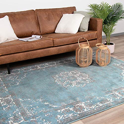 FRAAI | Home & Living Teppich Vintage - Miracle Grau Blau 70x140cm - Synthetik, Polypropylen - Kurzflor - Vintage - Klassik, Industrielle, Orientalisch - Wohnzimmer, Esszimmer, Schlafzimmer - Carpet von FRAAI | Home & Living
