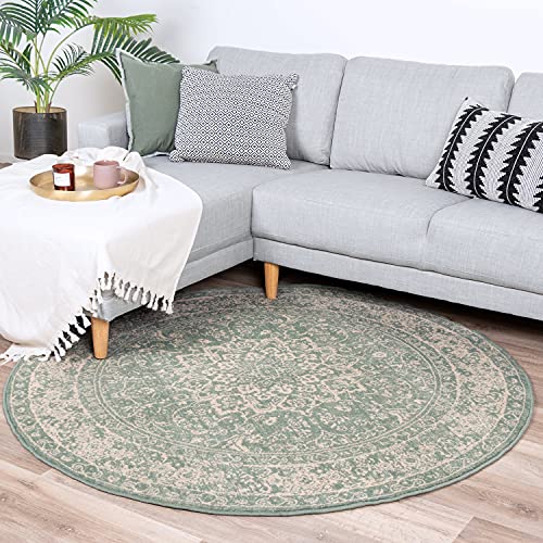 FRAAI | Home & Living Teppich Vintage Rund - Wonder Oriental Grün Ø 180cm - Synthetik, Polypropylen - Kurzflor - Antik, Vintage - Klassik, Orientalisch - Wohnzimmer, Esszimmer, Schlafzimmer - Carpet von FRAAI | Home & Living