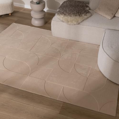 FRAAI | Home & Living Teppich Wohnzimmer - Charm Circles Beige - Polyester - Kurzflor - Einfarbig, Geometrisch - Waschbar in Waschmaschine - Modern - Wohnzimmer, Esszimmer, Schlafzimmer - Carpet von FRAAI | Home & Living
