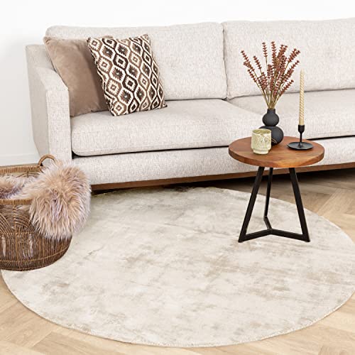 FRAAI | Home & Living Viskose Teppich Rund - Pearl Creme - Kurzflor - Einfarbig - Modern - Wohnzimmer, Schlafzimmer - Carpet von FRAAI | Home & Living