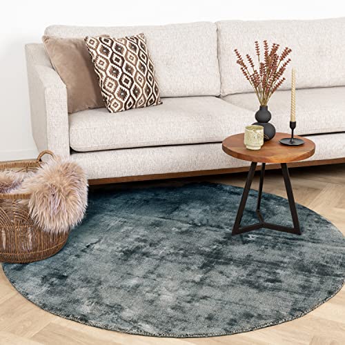 FRAAI | Home & Living Viskose Teppich Rund - Pearl Türkis Ø 160cm - Kurzflor - Einfarbig - Klassik, Industrielle, Ländlich, Modern - Wohnzimmer, Schlafzimmer - Carpet von FRAAI | Home & Living