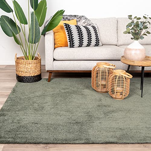 FRAAI | Home & Living Waschbarer Teppich - Clean Grün 160x230cm - Synthetik, Polyester - Kurzflor - Einfarbig - waschbar in Waschmaschine - Modern - Wohnzimmer, Esszimmer, Schlafzimmer - Carpet von FRAAI | Home & Living