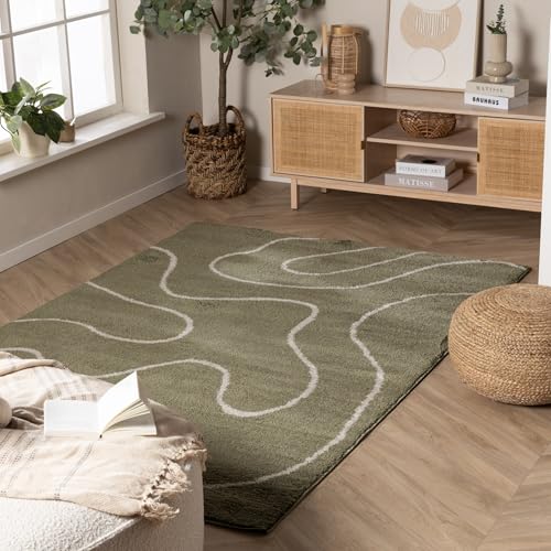 FRAAI | Home & Living Waschbarer Teppich - Myrre Swirl Grün - Polypropylen - Flachgewebe - Gewellt - Waschbar in Waschmaschine - Modern - Wohnzimmer, Esszimmer, Schlafzimmer - Carpet von FRAAI | Home & Living