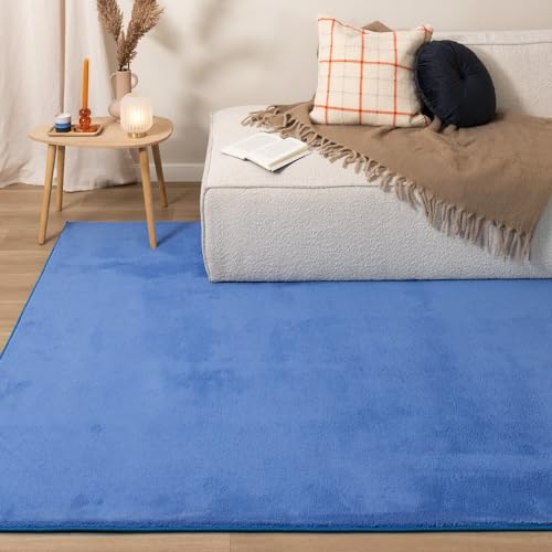 FRAAI | Home & Living Waschbarer Teppich - Vivid Blau 120x170cm - Polypropylen - Kurzflor - Einfarbig - waschbar in Waschmaschine - Modern - Wohnzimmer, Esszimmer, Kinderzimmer, Schlafzimmer - Carpet von FRAAI | Home & Living