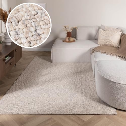 Waschbarer Wollteppich - Bruno Beige Creme - Polypropylen - Flachgewebe - Einfarbig - Waschbar in Waschmaschine - Modern - Wohnzimmer, Esszimmer, Kinderzimmer, Schlafzimmer - Carpet von FRAAI | Home & Living