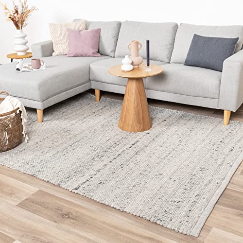 FRAAI | Home & Living Wollteppich - Feline Grau Meliert 280x380cm - Wolle - Flachgewebe - Meliert, Einfarbig - Klassik, Ländlich, Modern, Skandinavisch - Wohnzimmer, Esszimmer, Schlafzimmer - Carpet von FRAAI | Home & Living