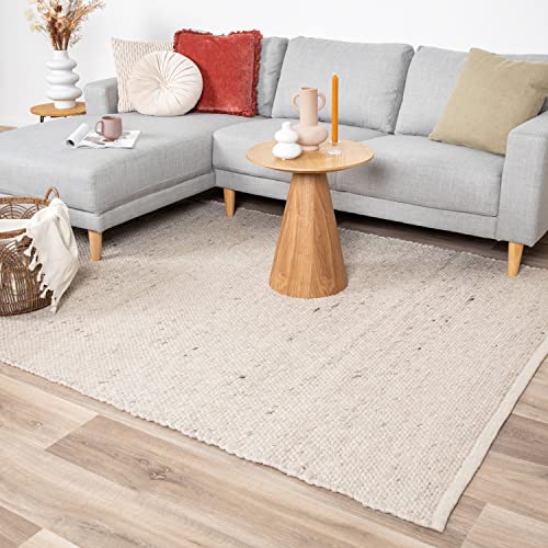 FRAAI | Home & Living Wollteppich - Feline Weiß Meliert 280x380cm - Wolle - Flachgewebe - Meliert, Einfarbig - Klassik, Ländlich, Modern, Skandinavisch - Wohnzimmer, Esszimmer, Schlafzimmer - Carpet von FRAAI | Home & Living