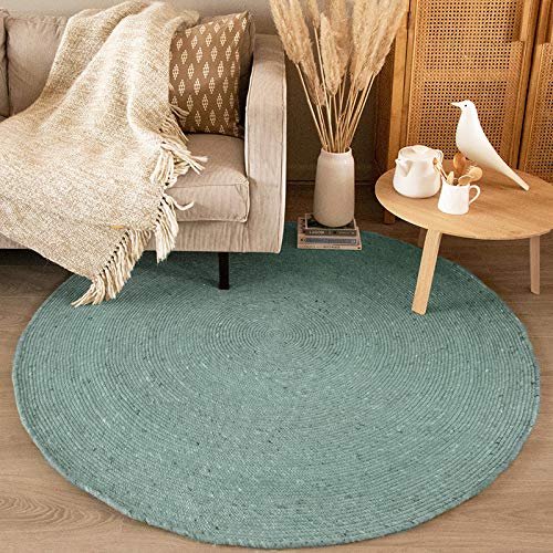 FRAAI | Home & Living Wollteppich Rund - Wise Blau 364 Ø 180cm - Wolle - Flachgewebe - Einfarbig - Ländlich, Skandinavisch - Wohnzimmer, Esszimmer, Schlafzimmer - Carpet von FRAAI | Home & Living