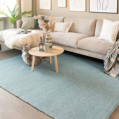 FRAAI | Home & Living Wollteppich - Wise Blau 364 70x140cm - Wolle - Flachgewebe - Einfarbig - Ländlich, Skandinavisch - Wohnzimmer, Esszimmer, Schlafzimmer - Carpet von FRAAI | Home & Living