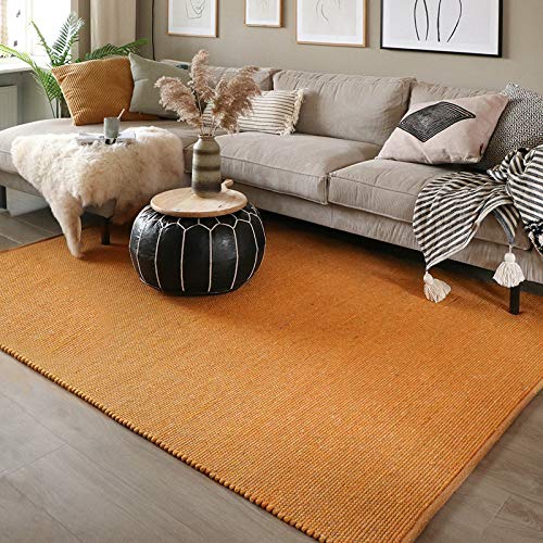 FRAAI | Home & Living Wollteppich - Wise Gelb Orange 378-140x200cm - Wolle - Einfarbig - Skandinavisch - Wohnzimmer, Esszimmer, Schlafzimmer - Carpet von FRAAI | Home & Living