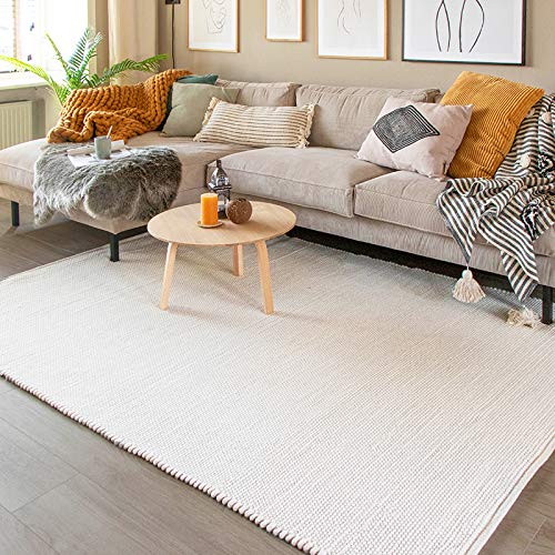 FRAAI | Home & Living Wollteppich - Wise Weiß 001 160x230cm - Wolle - Flachgewebe - Einfarbig - Ländlich, Skandinavisch - Wohnzimmer, Esszimmer, Schlafzimmer - Carpet von FRAAI | Home & Living