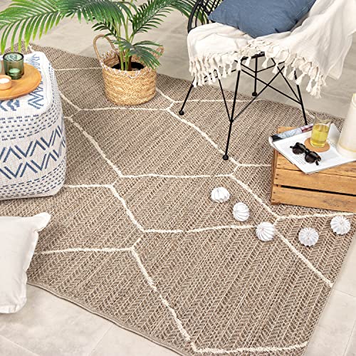 FRAAI | Home & Living In- & Outdoor Jute Teppich - Fora Lines Natural 80x150cm - Wetterfest - Synthetik, Polypropylen - Flachgewebe - Wohnzimmer, Esszimmer, Schlafzimmer, Balkon, Garten - Terrasse - von FRAAI | Home & Living