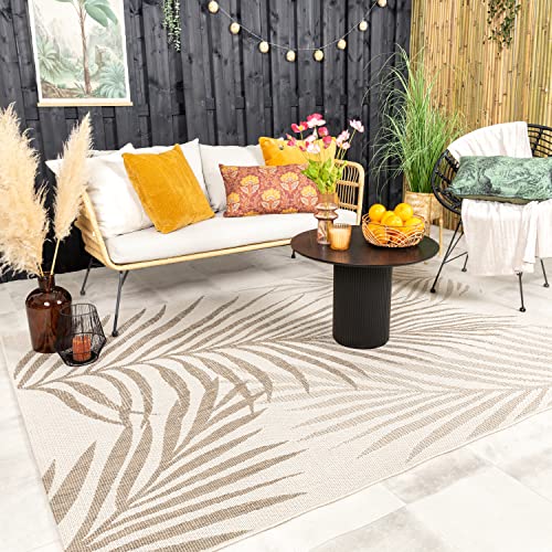 FRAAI | Home & Living In- & Outdoor Jute Teppich - Nomad Leaves Creme 140x200cm - Wetterfest - Synthetik, Polypropylen - Flachgewebe - Wohnzimmer, Esszimmer, Balkon, Garten - Terrasse - Carpet von FRAAI | Home & Living