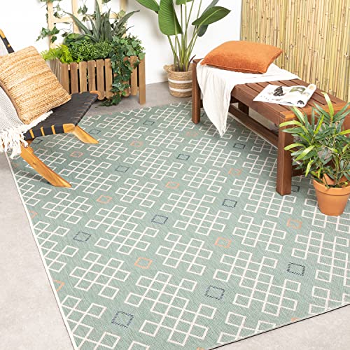 FRAAI | Home & Living In- & Outdoor Teppich - Playa Geo Grün 160x230cm - Wetterfest - Synthetik, Polypropylen, Polyester - Flachgewebe - Wohnzimmer, Esszimmer, Balkon, Garten - Terrasse - Carpet von FRAAI | Home & Living