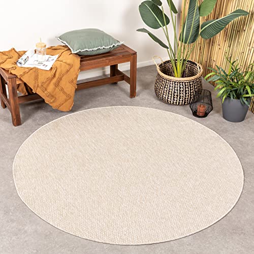 FRAAI In- & Outdoor Teppich Rund - Costa Beige Ø 100cm - Wetterfest - Polypropylen - Flachgewebe - Balkon, Garten - Terrasse - Carpet von FRAAI | Home & Living