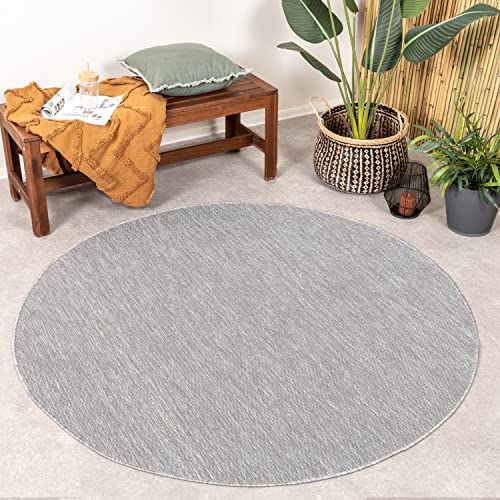 FRAAI | Home & Living In- & Outdoor Teppich Rund - Costa Dunkelgrau Ø 120cm - Wetterfest - Synthetik, Polypropylen - Flachgewebe - Balkon, Garten - Terrasse - Carpet von FRAAI | Home & Living