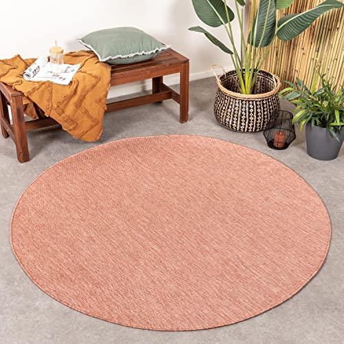 FRAAI | Home & Living In- & Outdoor Teppich Rund - Costa Terracotta Ø 120cm - Wetterfest - Synthetik, Polypropylen - Flachgewebe - Balkon, Garten - Terrasse - Carpet von FRAAI | Home & Living