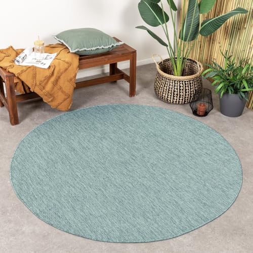 FRAAI | Home & Living In- & Outdoor Teppich Rund - Costa Türkis - Wetterfest - Polypropylen - Flachgewebe - Balkon, Garten/Terrasse - Terrasse - Rug von FRAAI | Home & Living