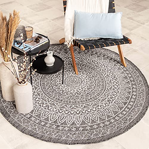 FRAAI | Home & Living In- & Outdoor Teppich Rund - Summer Azteca Grau Ø 240cm - Wetterfest - Synthetik, Polypropylen - Flachgewebe - Balkon, Garten - Terrasse - Carpet von FRAAI | Home & Living