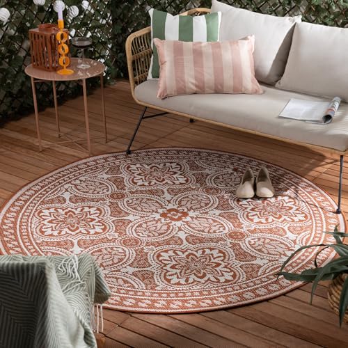 FRAAI | Home & Living In- & Outdoor Teppich Rund - Summer Oriental Terracotta - Wetterfest - Polypropylen - Flachgewebe - Balkon, Garten/Terrasse - Terrasse - Rug von FRAAI | Home & Living