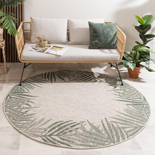 FRAAI | Home & Living In- & Outdoor Teppich Rund - Tiga Edge Grün - Wetterfest - Polypropylen - Flachgewebe - Wohnzimmer, Balkon, Garten/Terrasse - Terrasse - Rug von FRAAI | Home & Living
