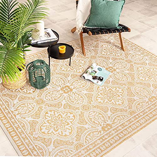 FRAAI | Home & Living In- & Outdoor Teppich - Summer Oriental Gelb 120x170cm - Wetterfest - Synthetik, Polypropylen - Flachgewebe - Balkon, Garten - Terrasse - Carpet von FRAAI | Home & Living